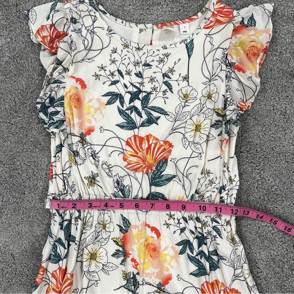 GAP Girls Sz L Off White Floral Flutter Sleeve Summer Dress - Picture 11 of 12